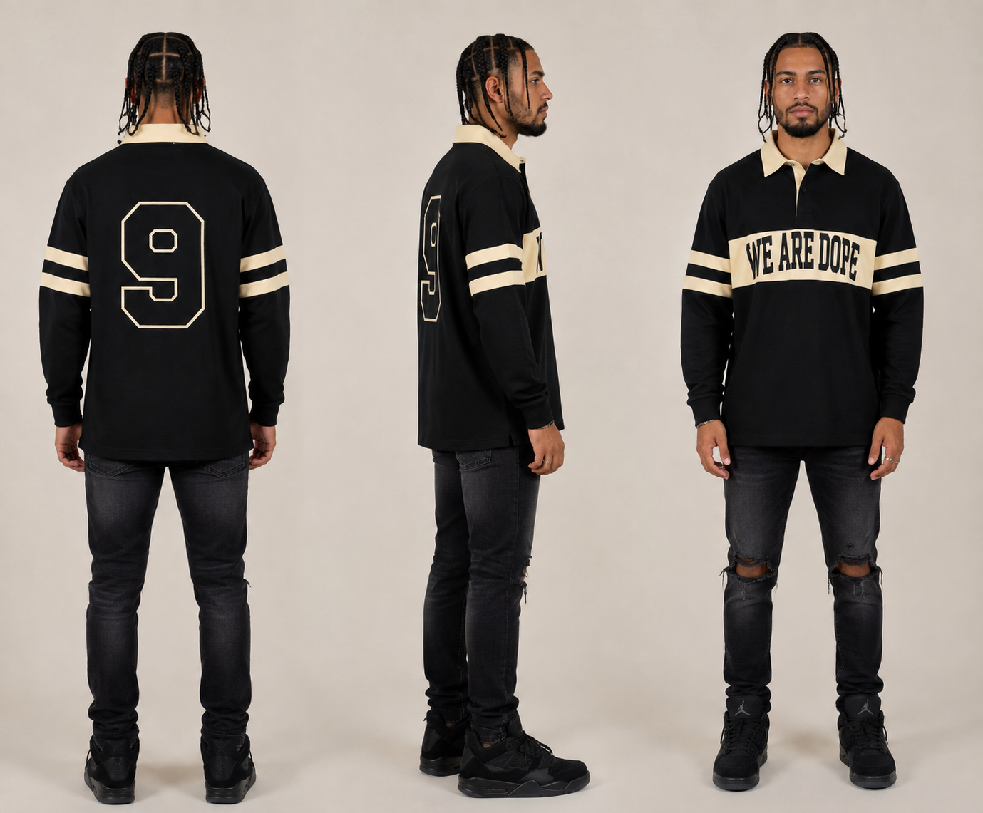 We Are Dope Stripe Heavyweight Rugby Polo