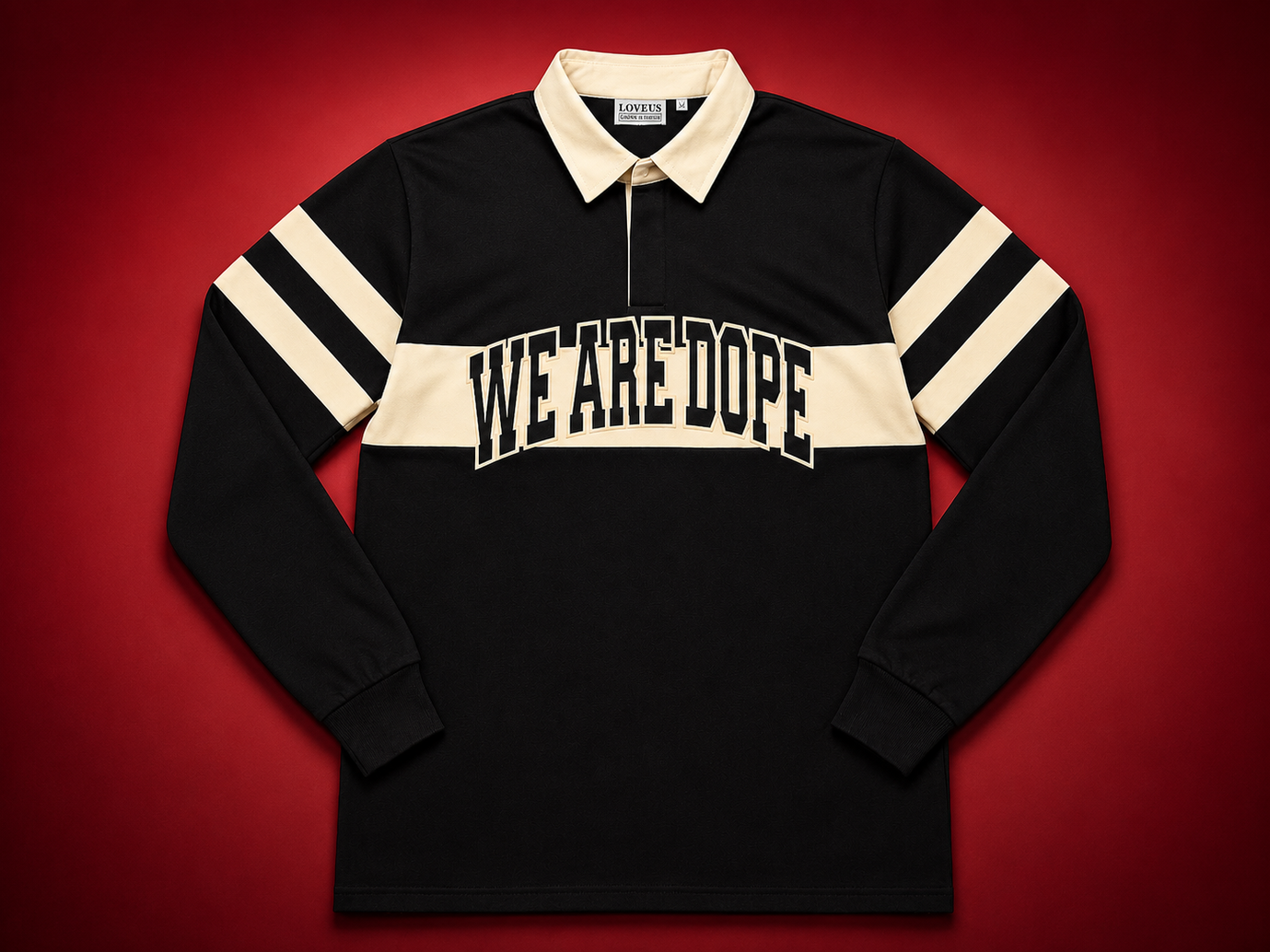 We Are Dope Stripe Heavyweight Rugby Polo
