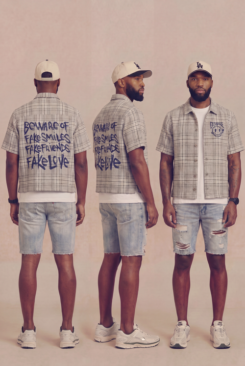 Beware of Fake Cropped Button Up Overshirt