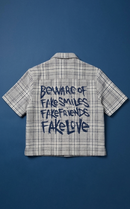 Beware of Fake Cropped Button Up Overshirt