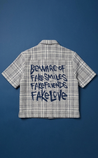 Beware of Fake Cropped Button Up Overshirt